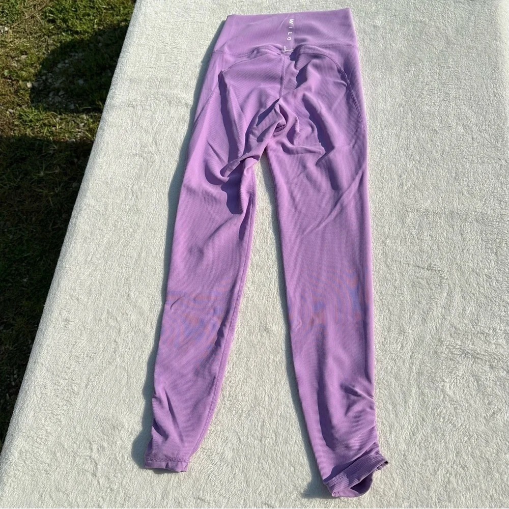 NWT Wilo the Label Ribbed Ruched Ankle Purple Leggings